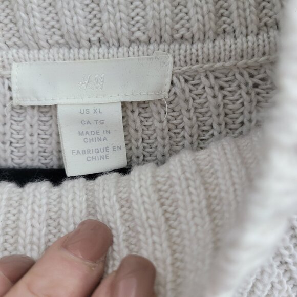 Xl oversized cream beige womens knitted sweater h&m - Picture 2 of 2